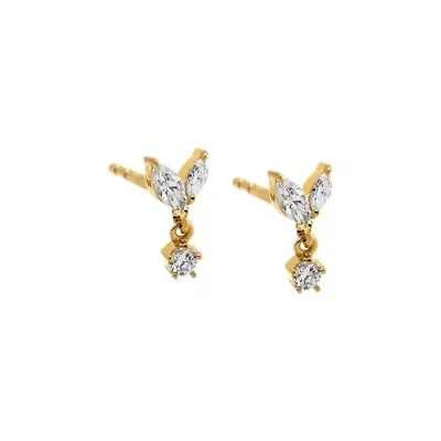 Lab Created Lab Grown Diamond Marquise Wing Drop Stud Earring 14K