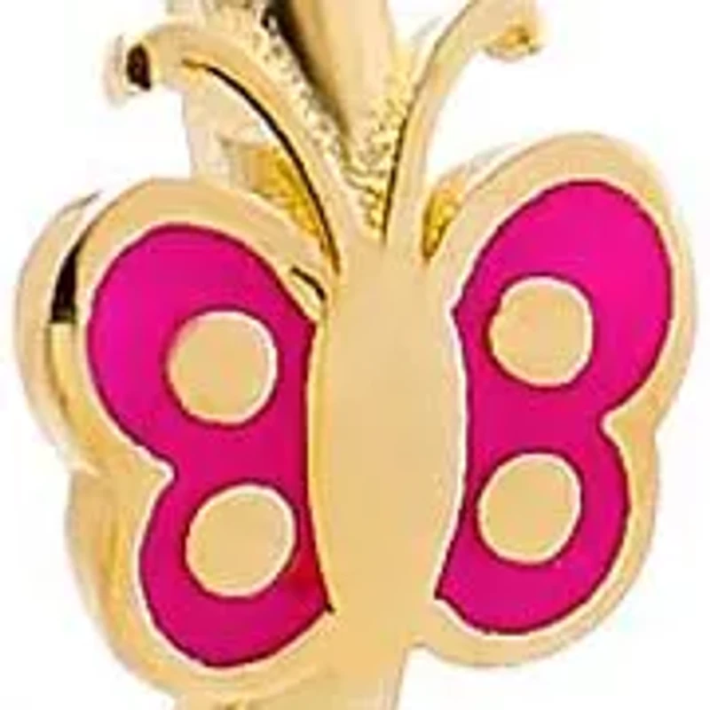 Kids Red Butterfly Huggie Earring 14K