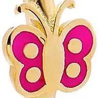 Kids Red Butterfly Huggie Earring 14K
