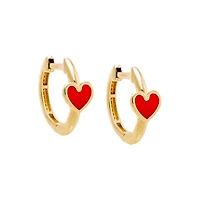 Kids Red Heart Huggie Earring 14K