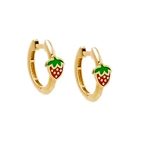 Kids Strawberry Huggie Earring 14K