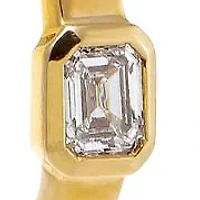 Diamond Emerald Bezel Wide Huggie Earring 14K