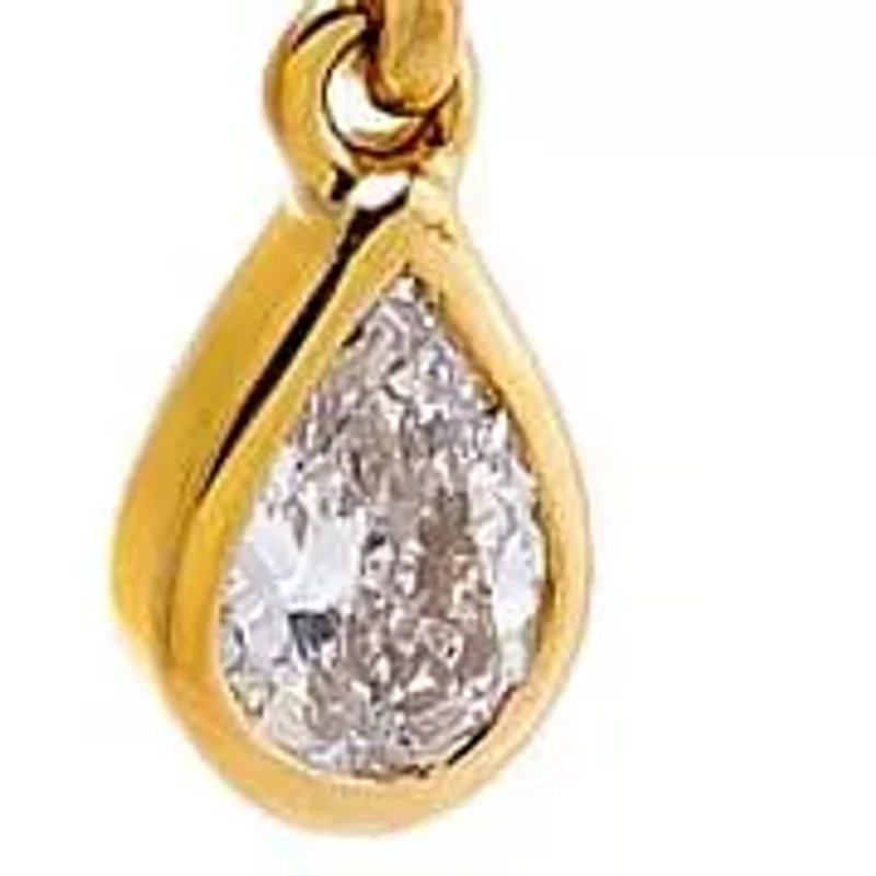 Diamond Pear Bezel Dangling Huggie Earring 14K