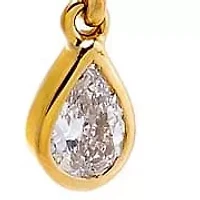 Diamond Pear Bezel Dangling Huggie Earring 14K