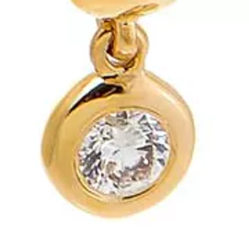 Diamond Solitaire Bezel Dangling Huggie Earring 14K