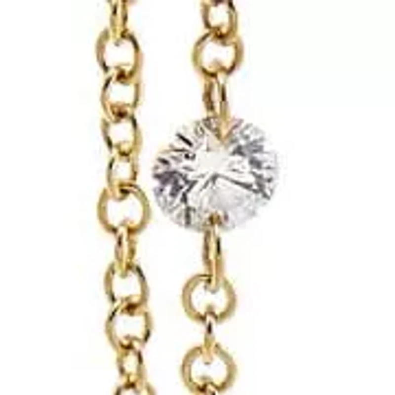 Floating Diamond Chain Pave Huggie Earring 14K
