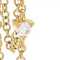 Pave Diamond Double Chain Huggie Earring 14K