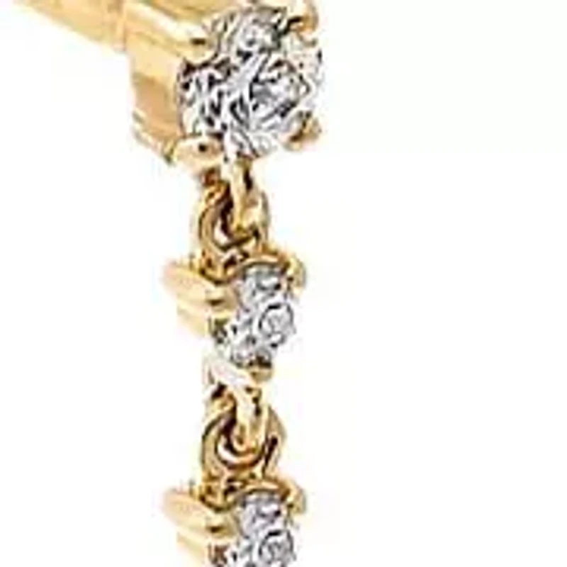 Diamond Chain X Pave Ear Cuff Stud Earring 14K