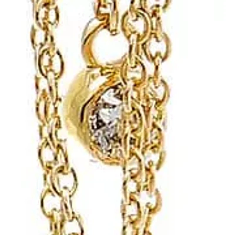 Diamond Pave Dangling Bezel & Chain Huggie Earring 14K