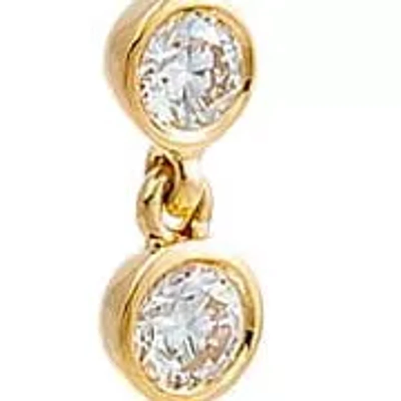 Diamond Triple Bezel Dangling Huggie Earring 14K