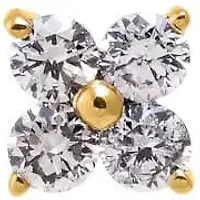 Diamond Solitare Mini Flower Stud Earring 14K