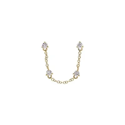 Diamond Multi Stone Double Chain Stud Earring 14K