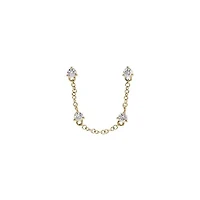 Diamond Multi Stone Double Chain Stud Earring 14K