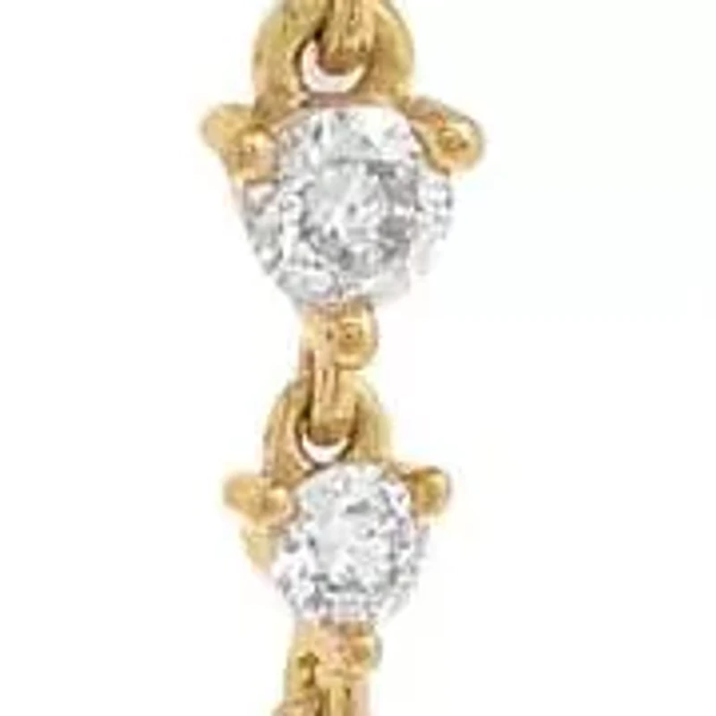 Diamond Graduated Tennis Drop Huggie Earring 14K