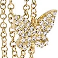 Diamond Pavé Butterfly Chain Drop Huggie Earring 14K