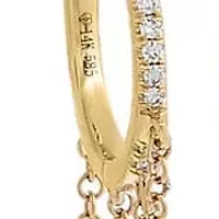 Diamond Double Drop Chain Huggie Earring 14K