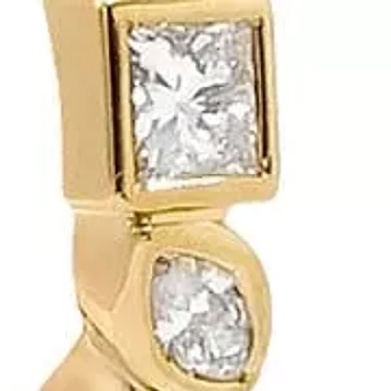 Diamond Multi Shape Bezel Huggie Earring 14K