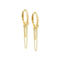 Solid Double Chain Cartilage Huggie Earring 14K