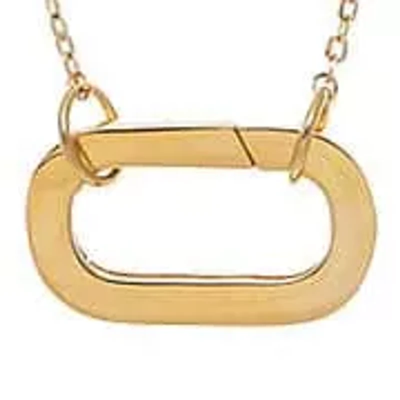 Chunky Paperclip Toggle Charm Necklace 14K