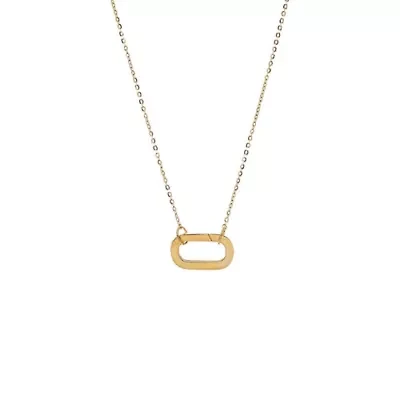 Chunky Paperclip Toggle Charm Necklace 14K