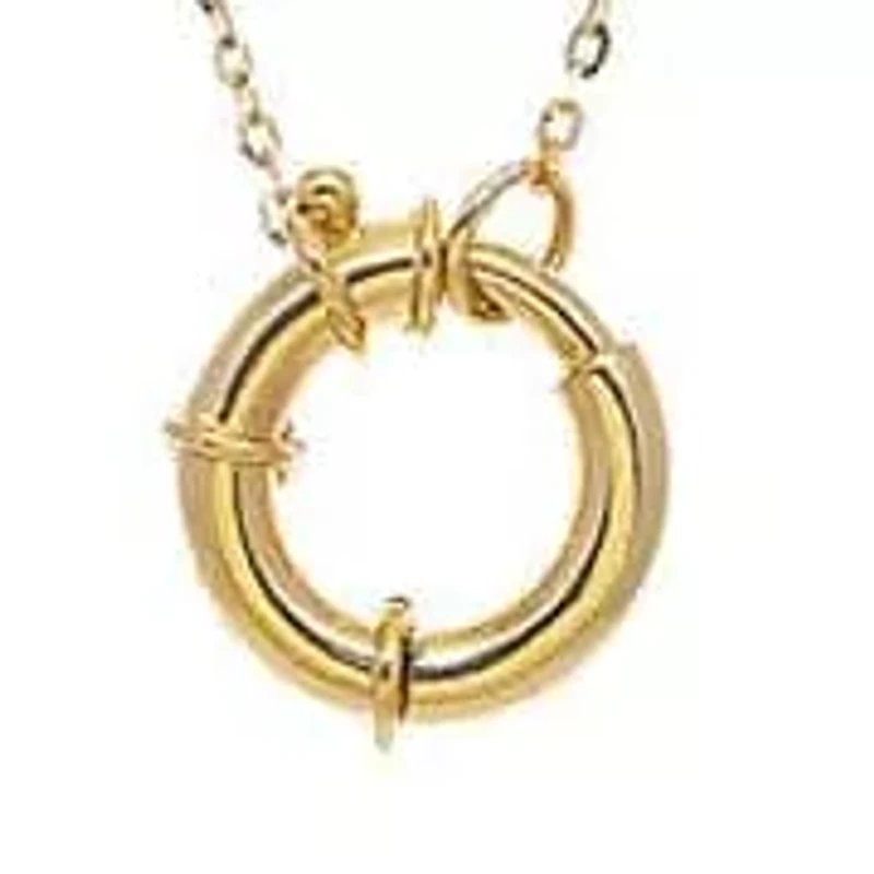 Chunky Toggle Lock Charm Necklace 14K