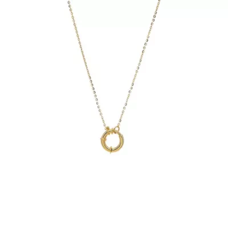 Chunky Toggle Lock Charm Necklace 14K