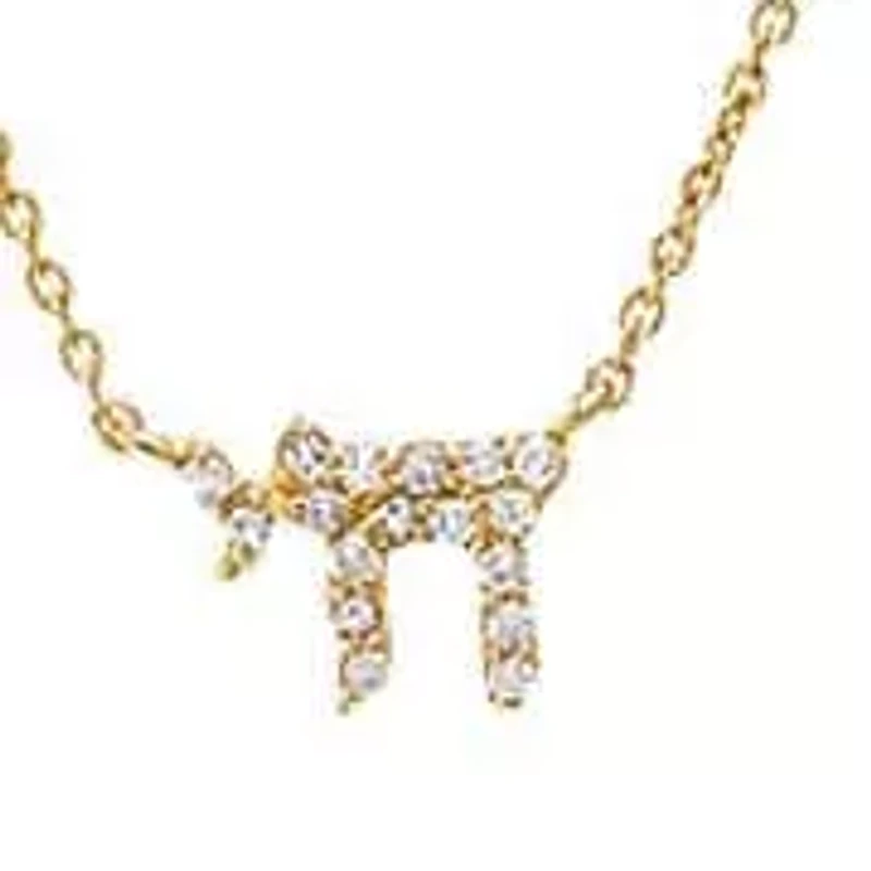 Diamond Pave Chai Charm Necklace 14K