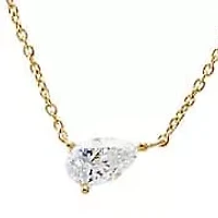 Lab Created Lab Grown Diamond Double Layer Pear & Bezel Necklace 14K