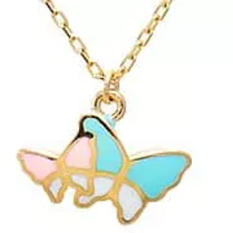 Kids Pastel Butterfly Necklace 14K