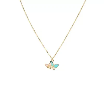 Kids Pastel Butterfly Necklace 14K