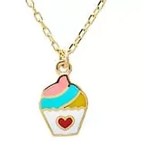Kids Rainbow Cupcake Necklace 14K