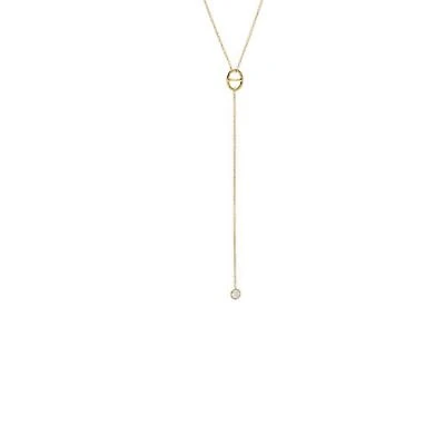 Mariner & Dangling Bezel Lariat Necklace 14K