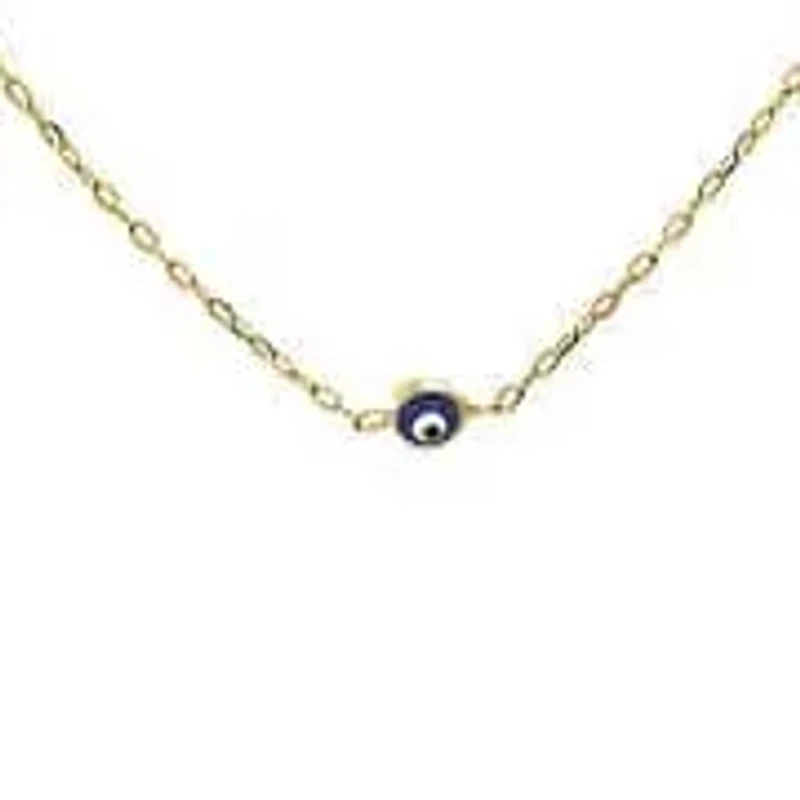 Sapphire Blue Evil Eye Station Necklace 14K