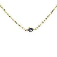 Sapphire Blue Evil Eye Station Necklace 14K