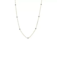 Sapphire Blue Evil Eye Station Necklace 14K