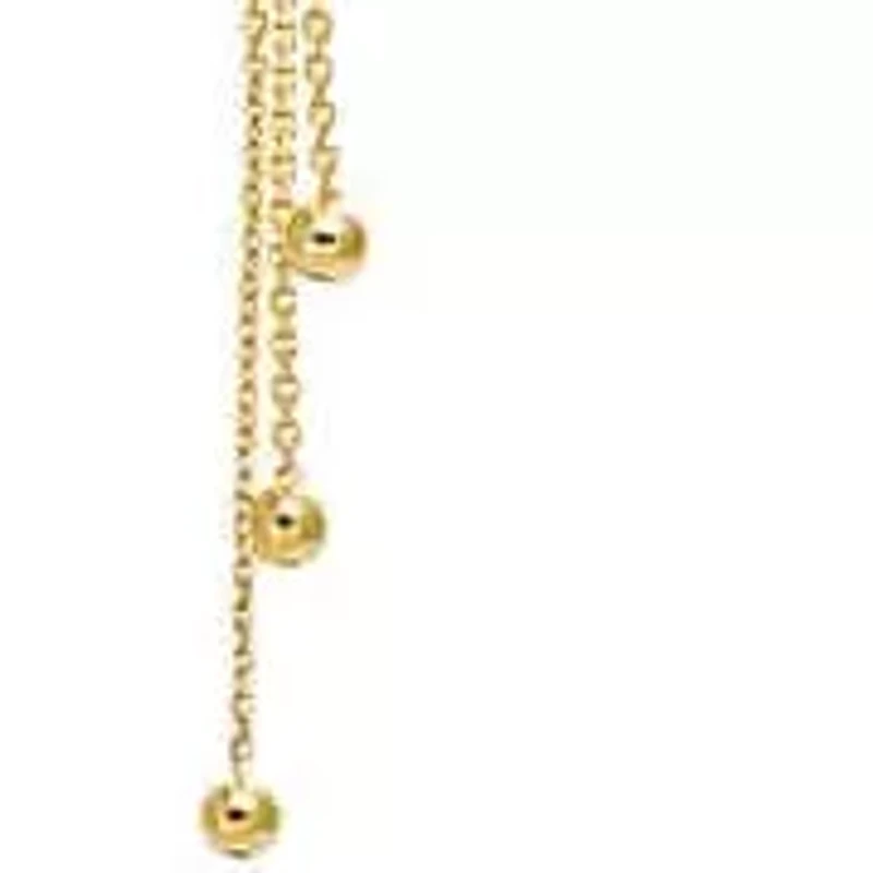 Bar & Ball Drop Lariat Necklace 14K