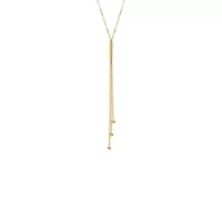 Bar & Ball Drop Lariat Necklace 14K