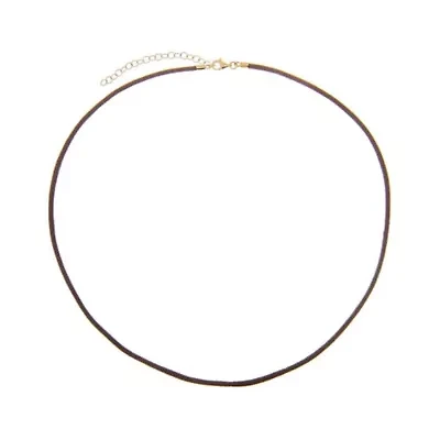 Brown Leather Rope Chain Choker Necklace 14K