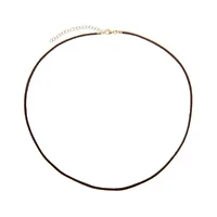 Brown Leather Rope Chain Choker Necklace 14K