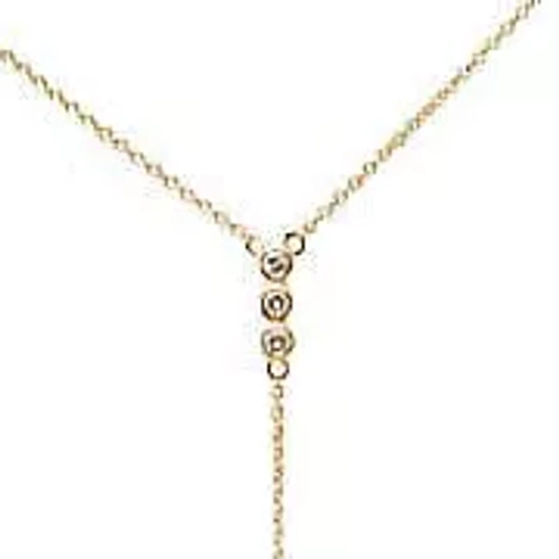 Triple Diamond Bezel Lariat Necklace 14K