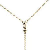 Triple Diamond Bezel Lariat Necklace 14K
