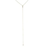 Triple Diamond Bezel Lariat Necklace 14K