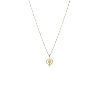 Diamond Solid/Pave Cutout Heart Pendant Necklace 14K