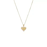 Diamond Solid/Pave Heart Pendant Necklace 14K