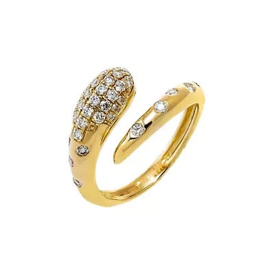 Pave Diamond Snake Wrap Ring 14K