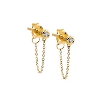 Mini Diamond Bezel Front Back Stud Earring 14K