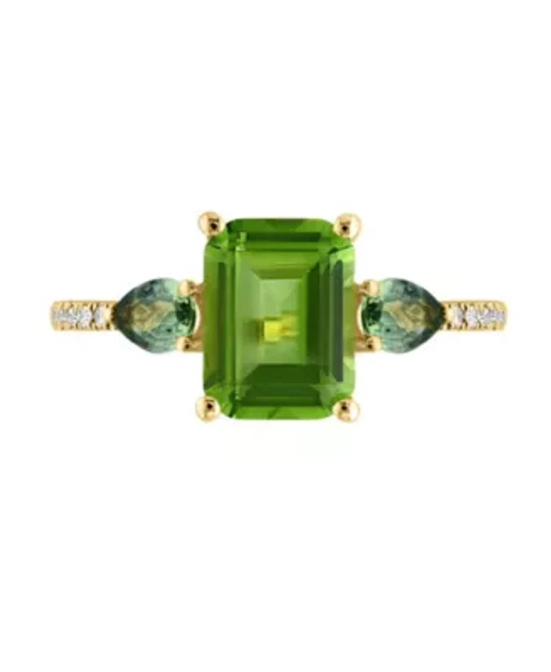 14K Yellow Gold Diamond, Sapphire And Swiss Blue Topaz Ring