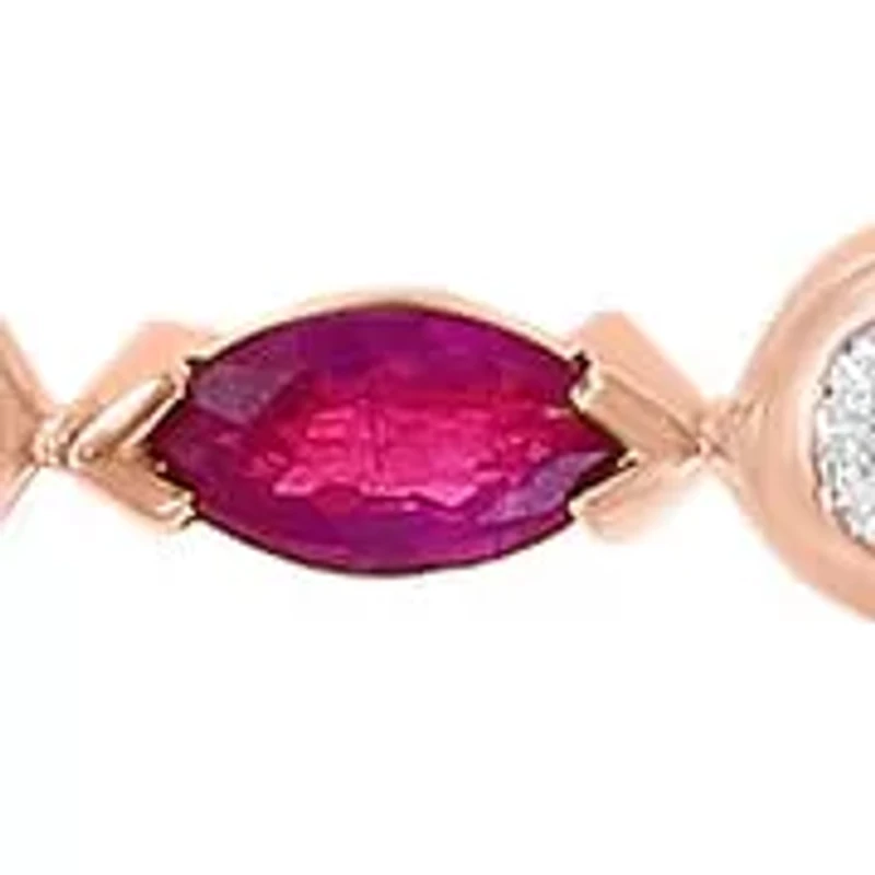 14K Rose Gold Diamond And Ruby Necklace