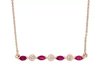 14K Rose Gold Diamond And Ruby Necklace