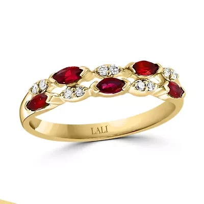 14K Yellow Gold Diamond And Ruby Ring